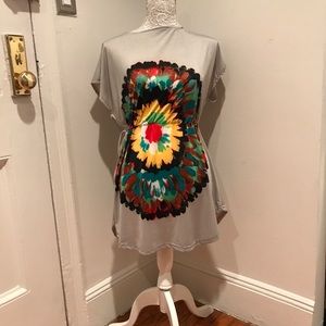 Hipster polyester grey loose fit Tye died tunic